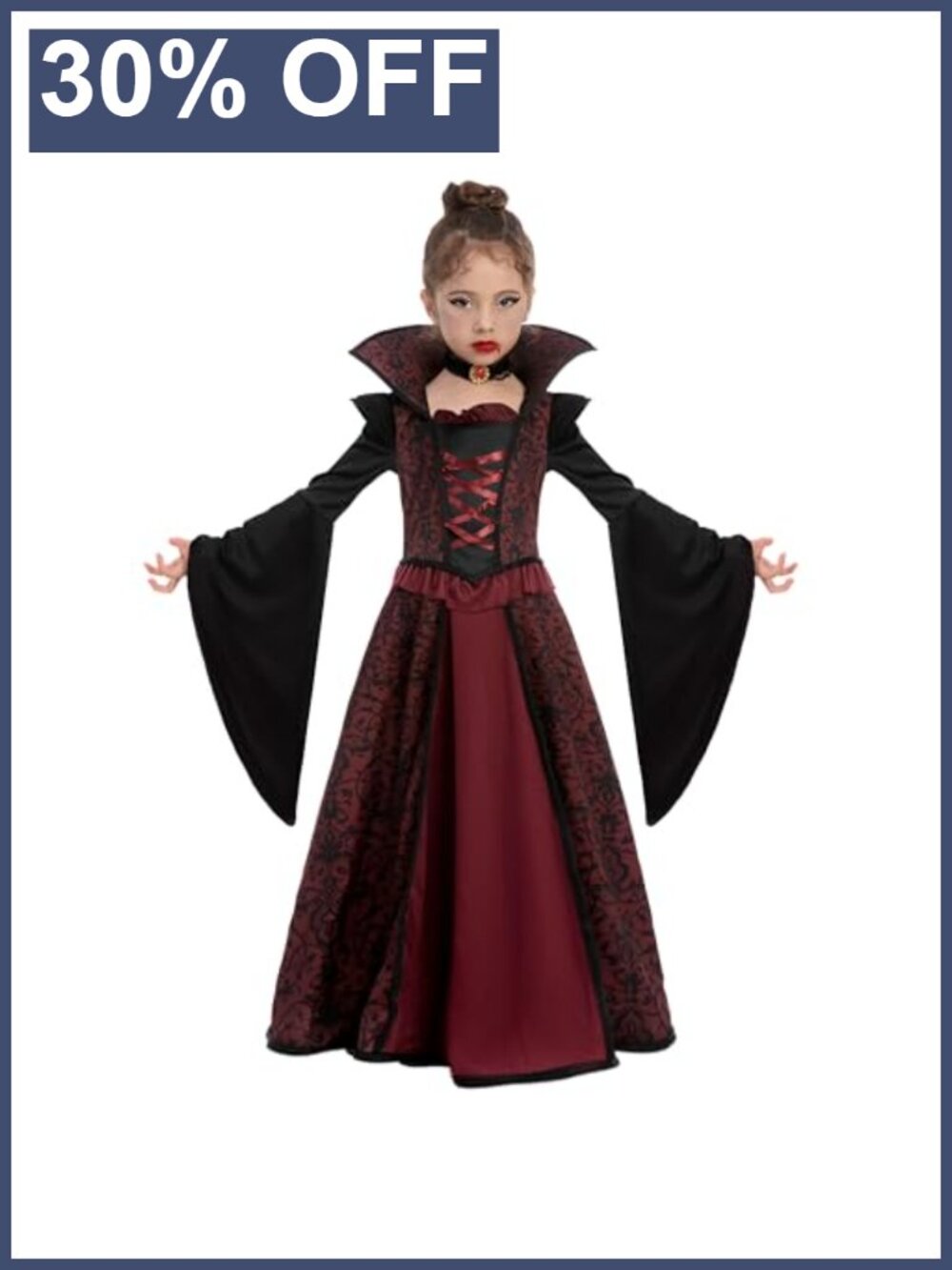 Girls Vampire Costume Kids Halloween Dress Up Party Role Play Victorian Gothic